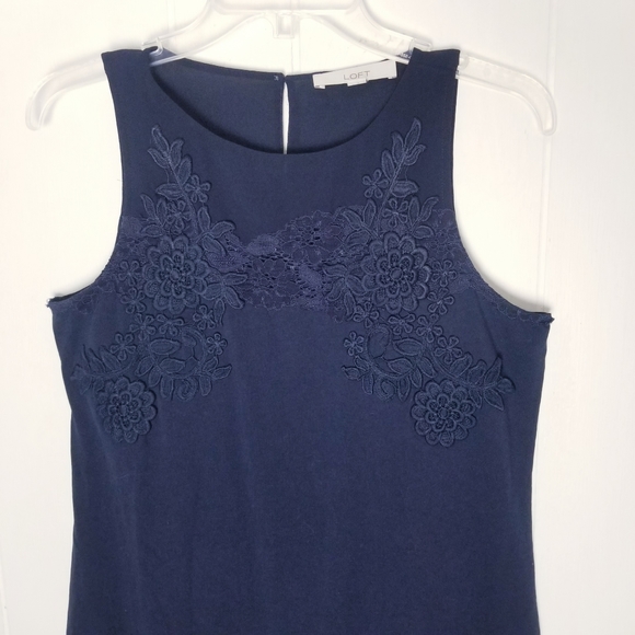 Loft Lace Detail Sleeveless Flounce Hem Dress Women Size Small - Picture 8 of 16